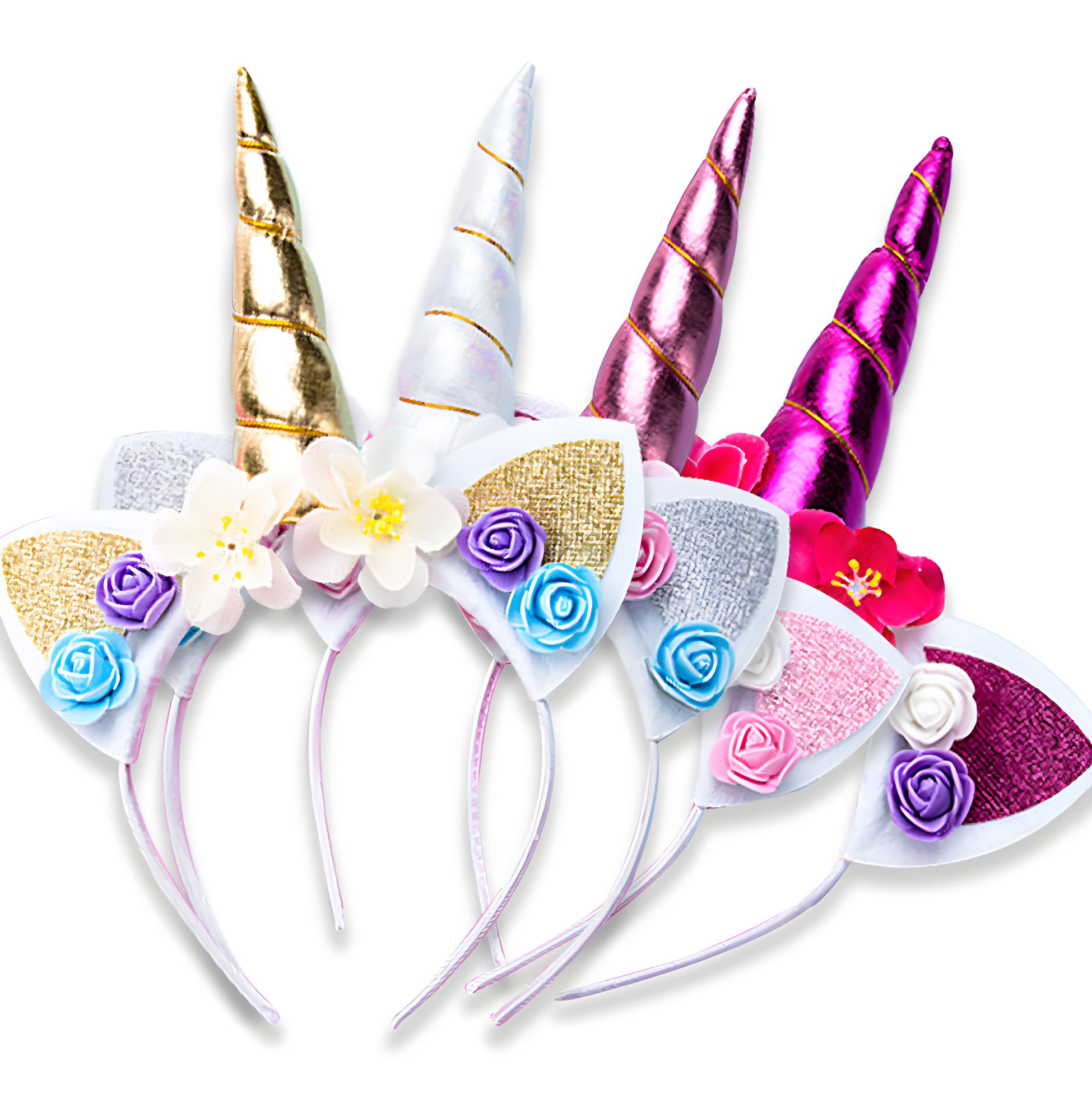 Unicorn Headband with Flower Decorations