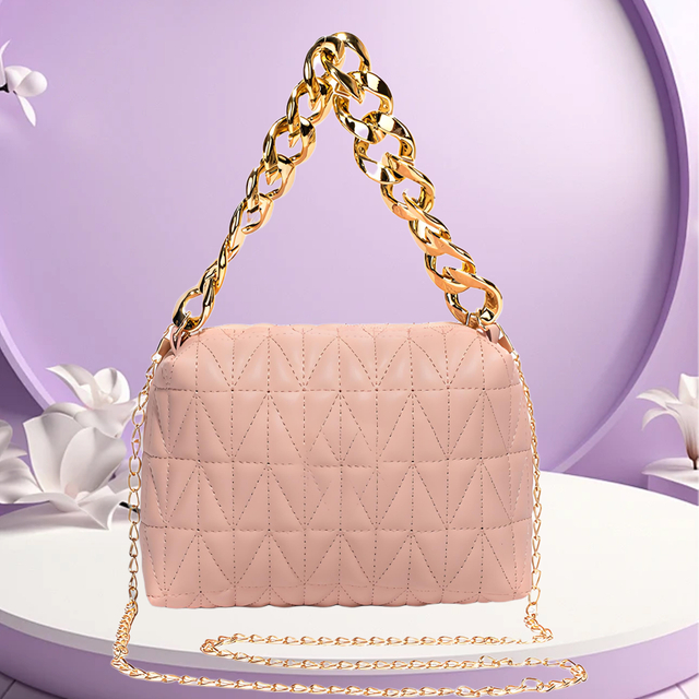 Pink Quilted Chain Shoulder Bag