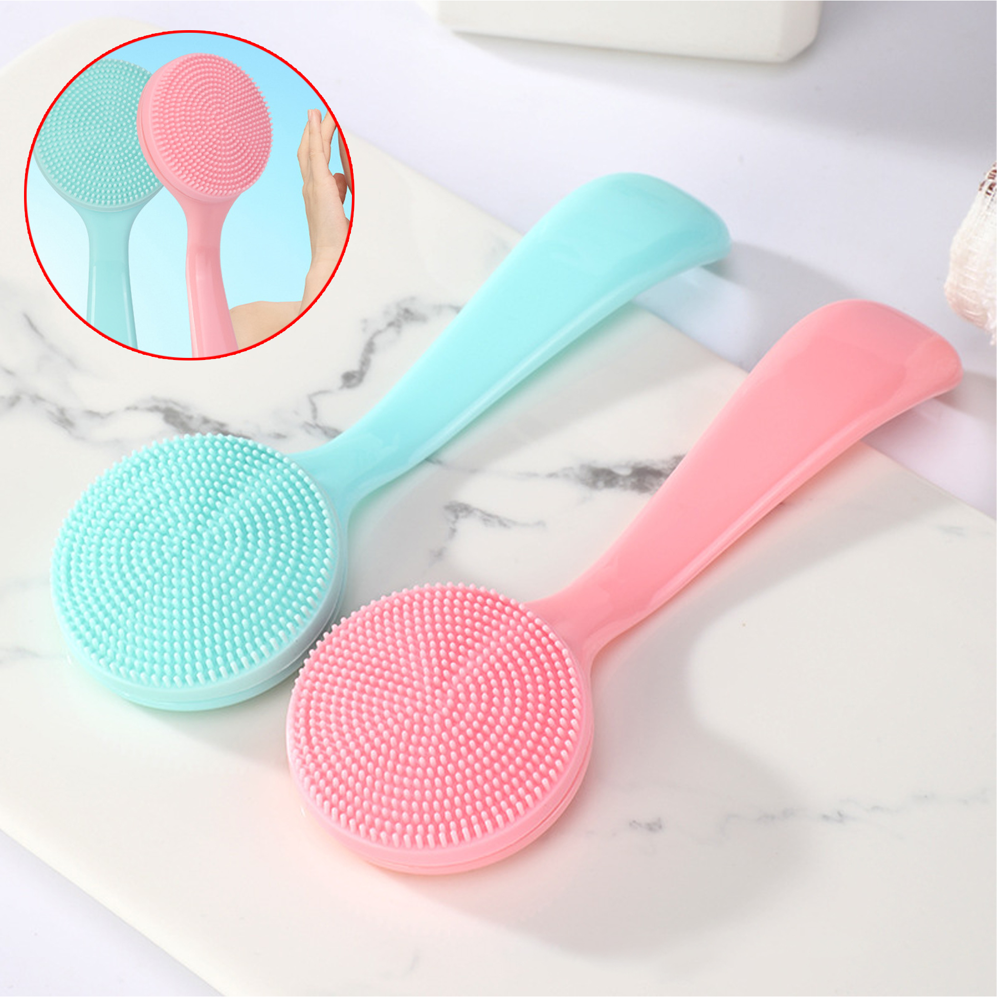Long Handle Silicone Facial Cleansing Brush