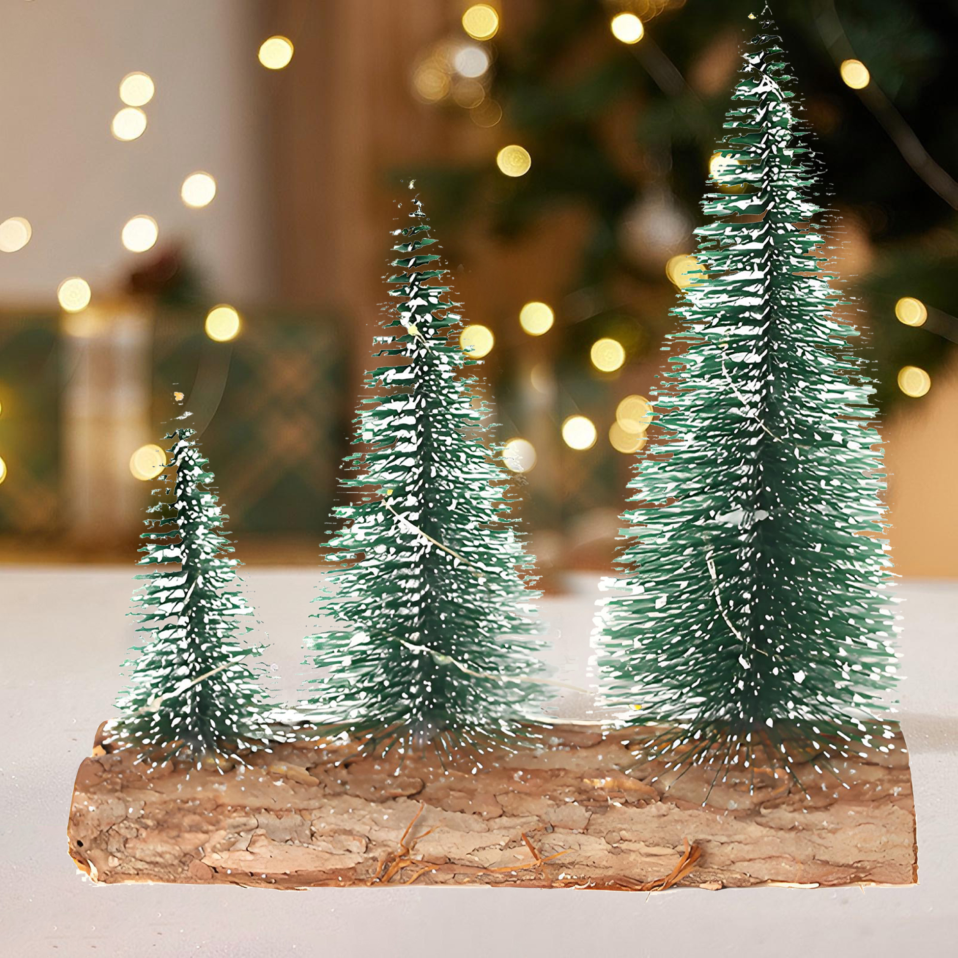 Set of Mini Artificial Snow Flocked Christmas Trees
