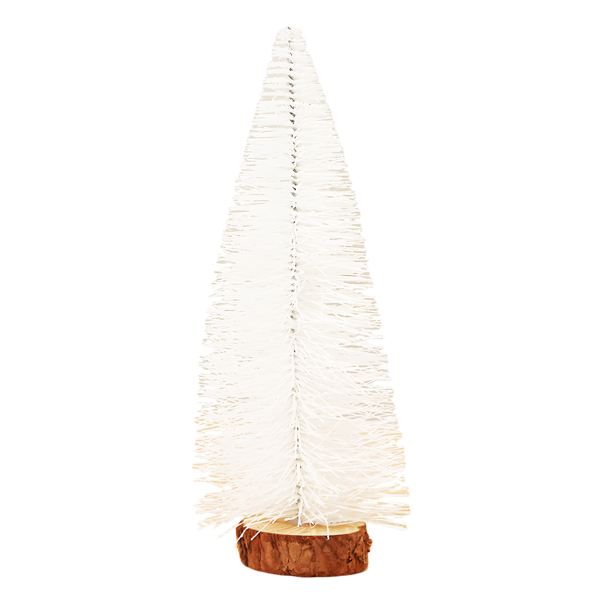 White Artificial Christmas Tree with Log Base