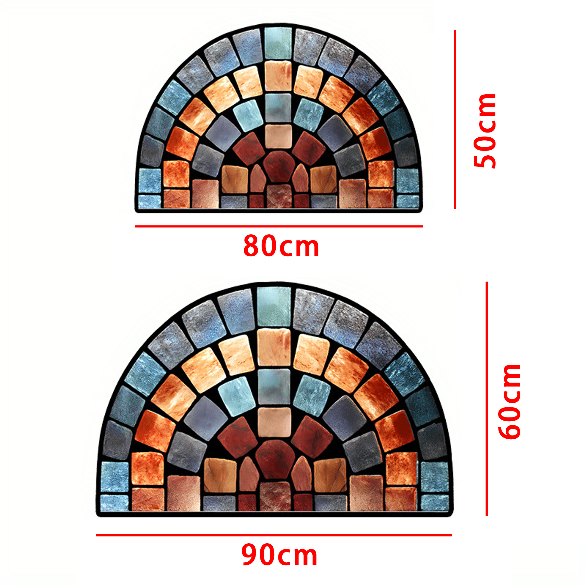 Stained - Glass - Patterned Half - Moon Door Mat