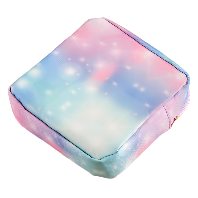 Pastel Galaxy Printed Square Makeup Bag