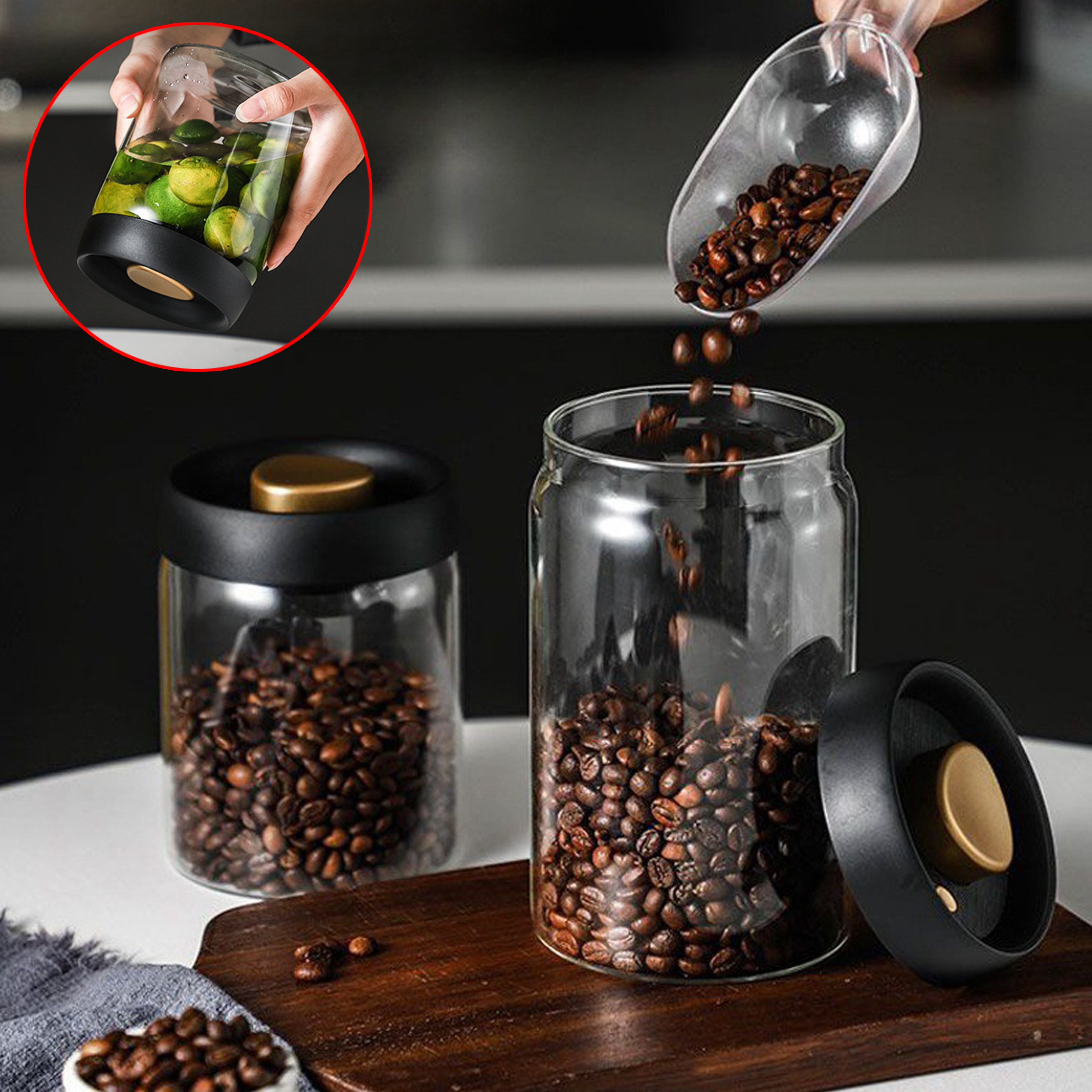 Airtight Bamboo Lid Glass Storage Jars for Home Use