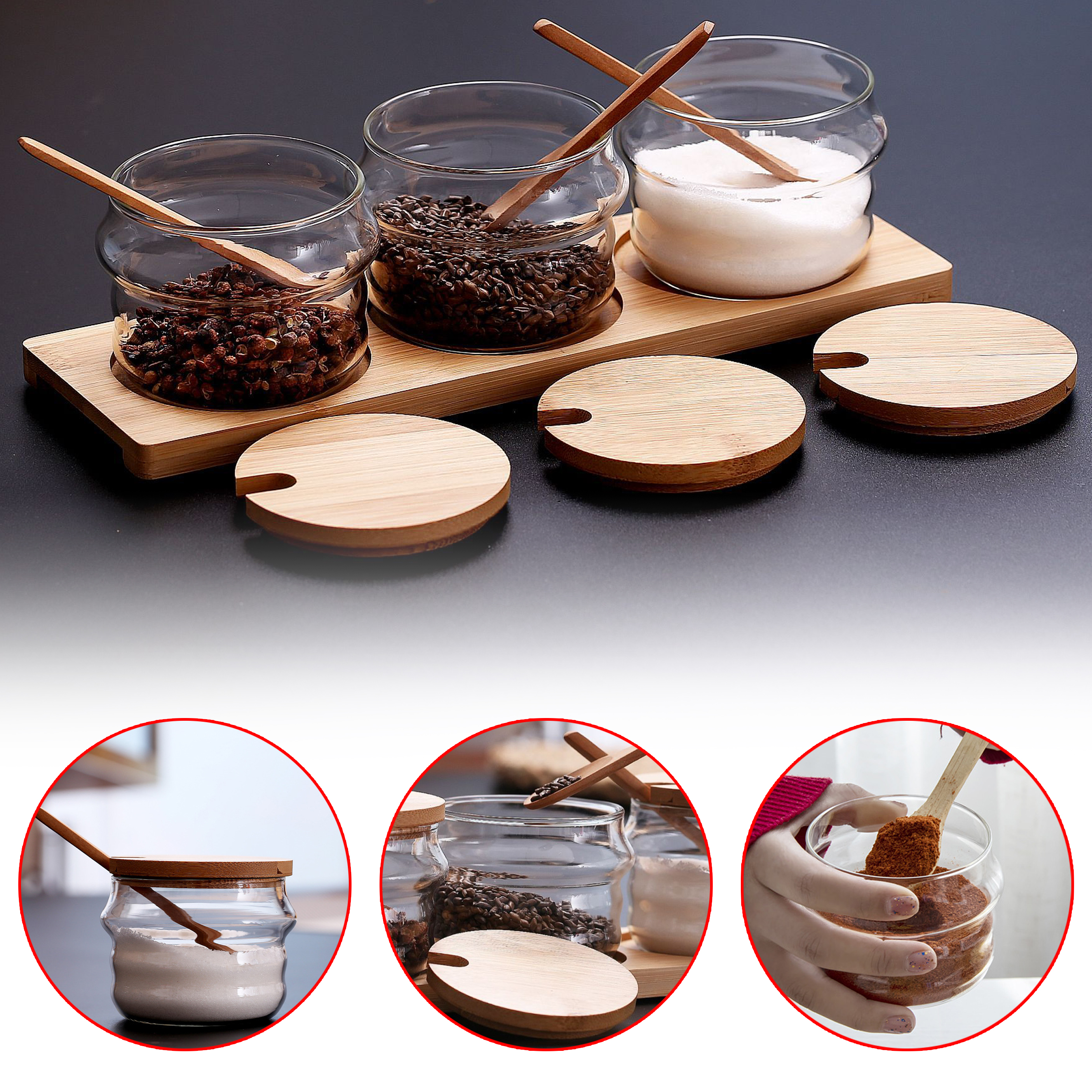 Kitchen 3-Piece Seasoning Containers