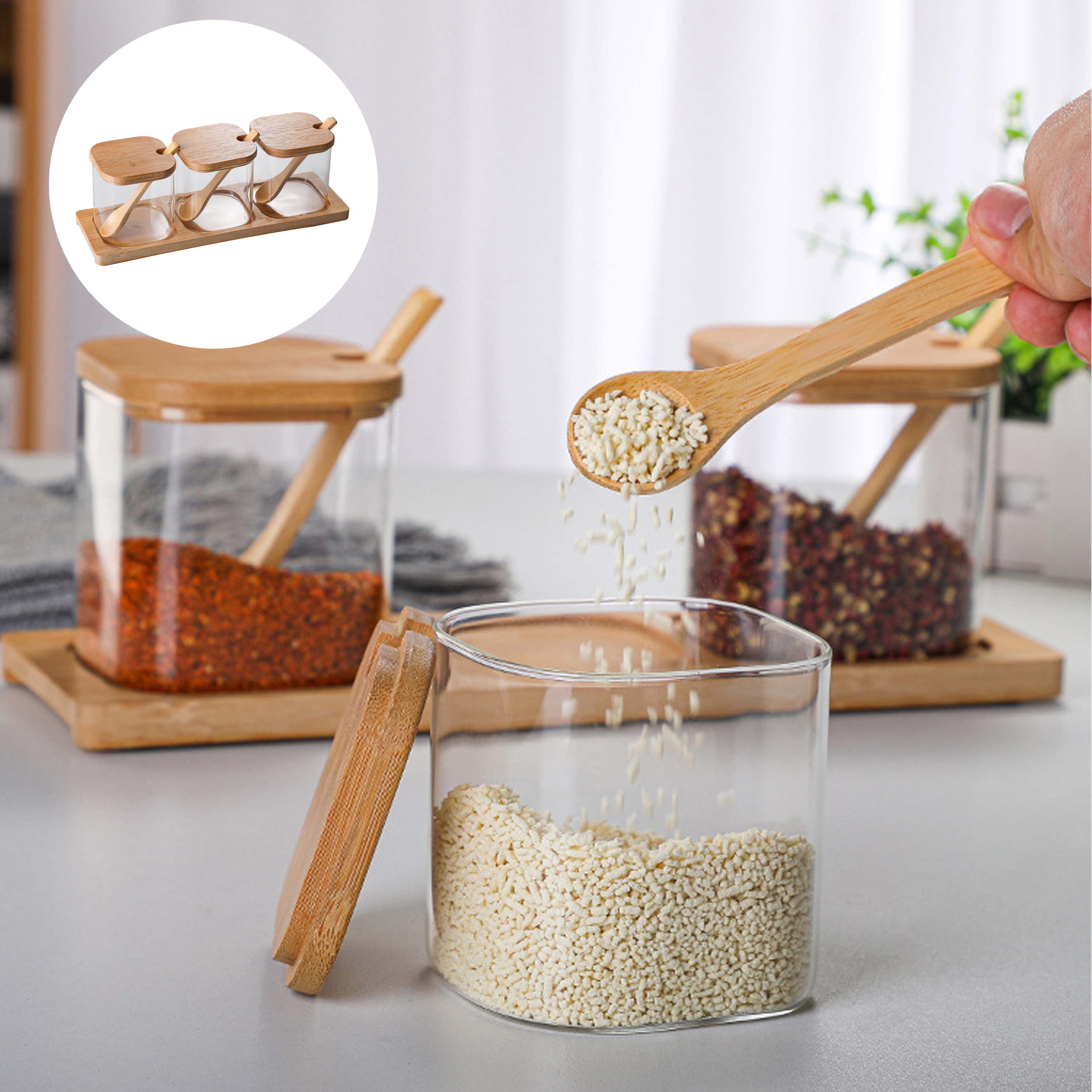 Kitchen 3-Piece Seasoning Containers