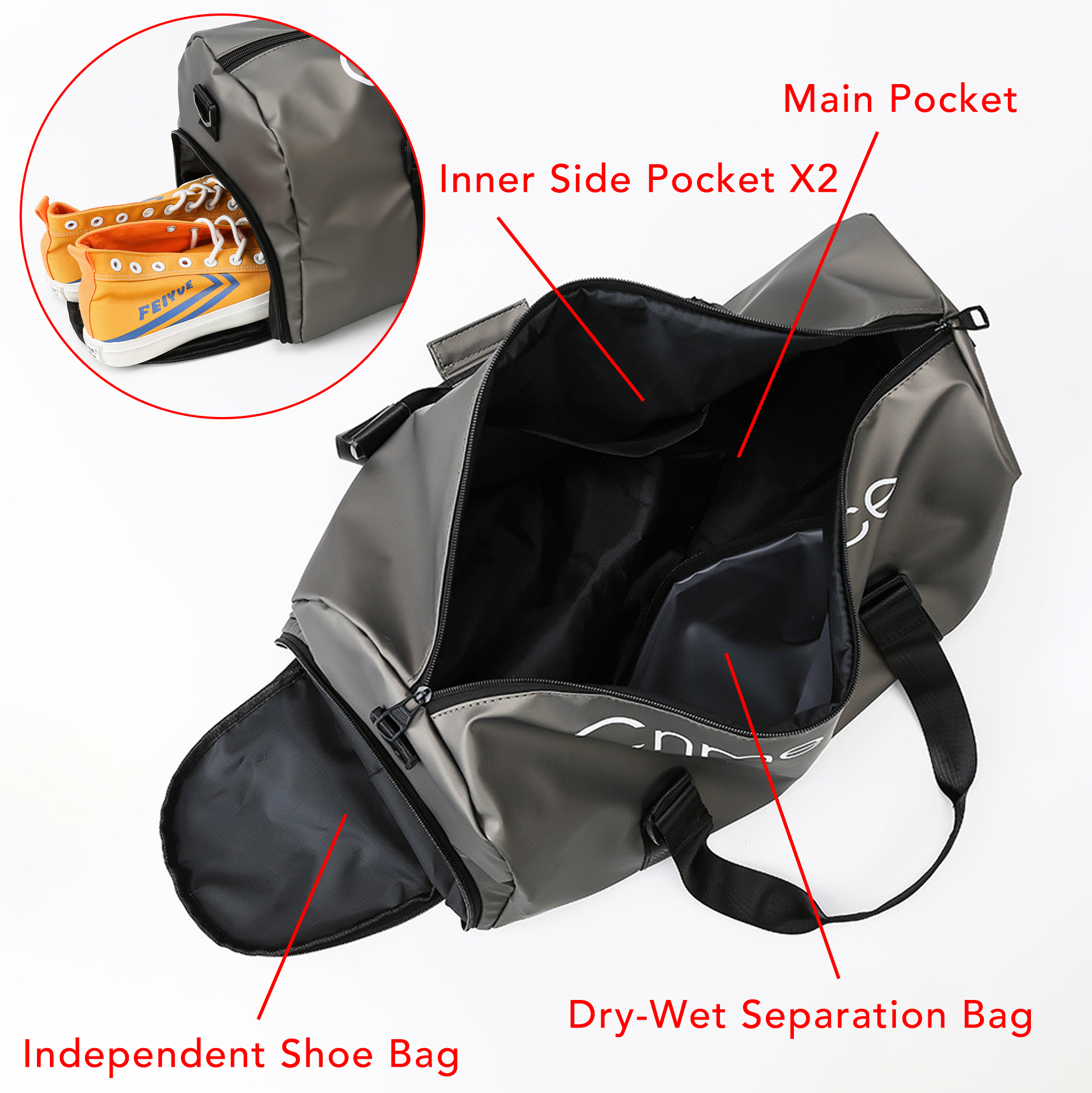 Shiny Gym Duffle Bag, Waterproof Sports Travel Weekender Bag