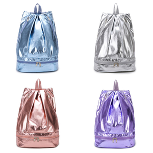 Metallic Drawstring Backpack Shiny Gym Sack