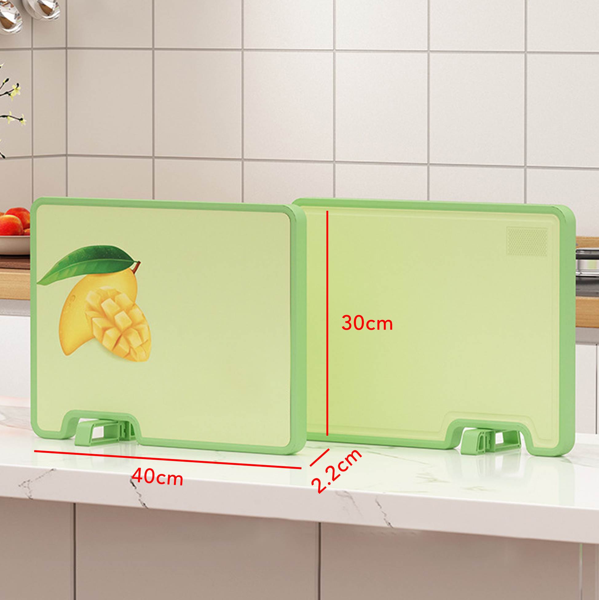 Dual-Sided Plastic Cutting Board with Built-in Knife Sharpener & Garlic Grinder