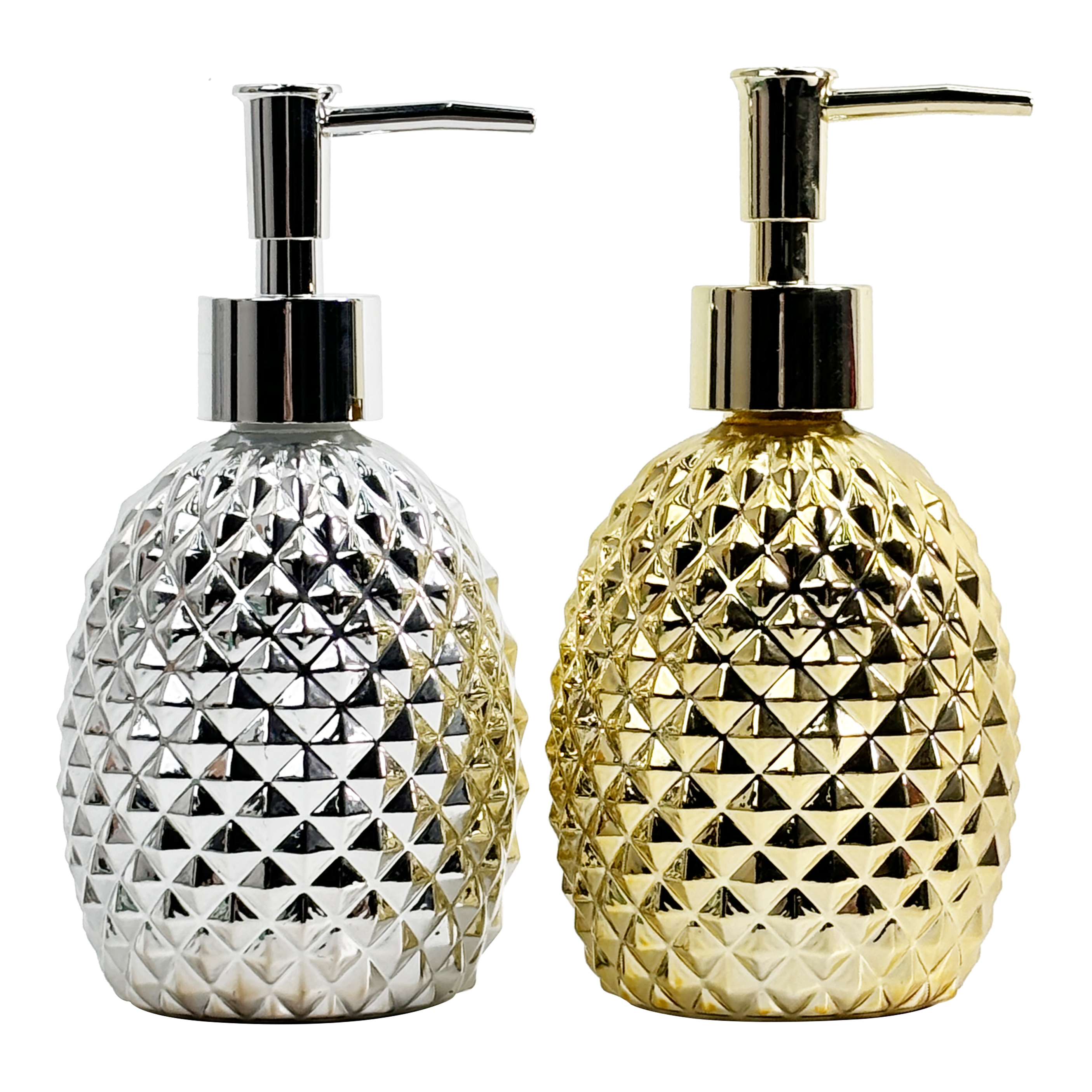 360ml Pineapple-Shaped Glass Soap Dispenser with Gold Pump