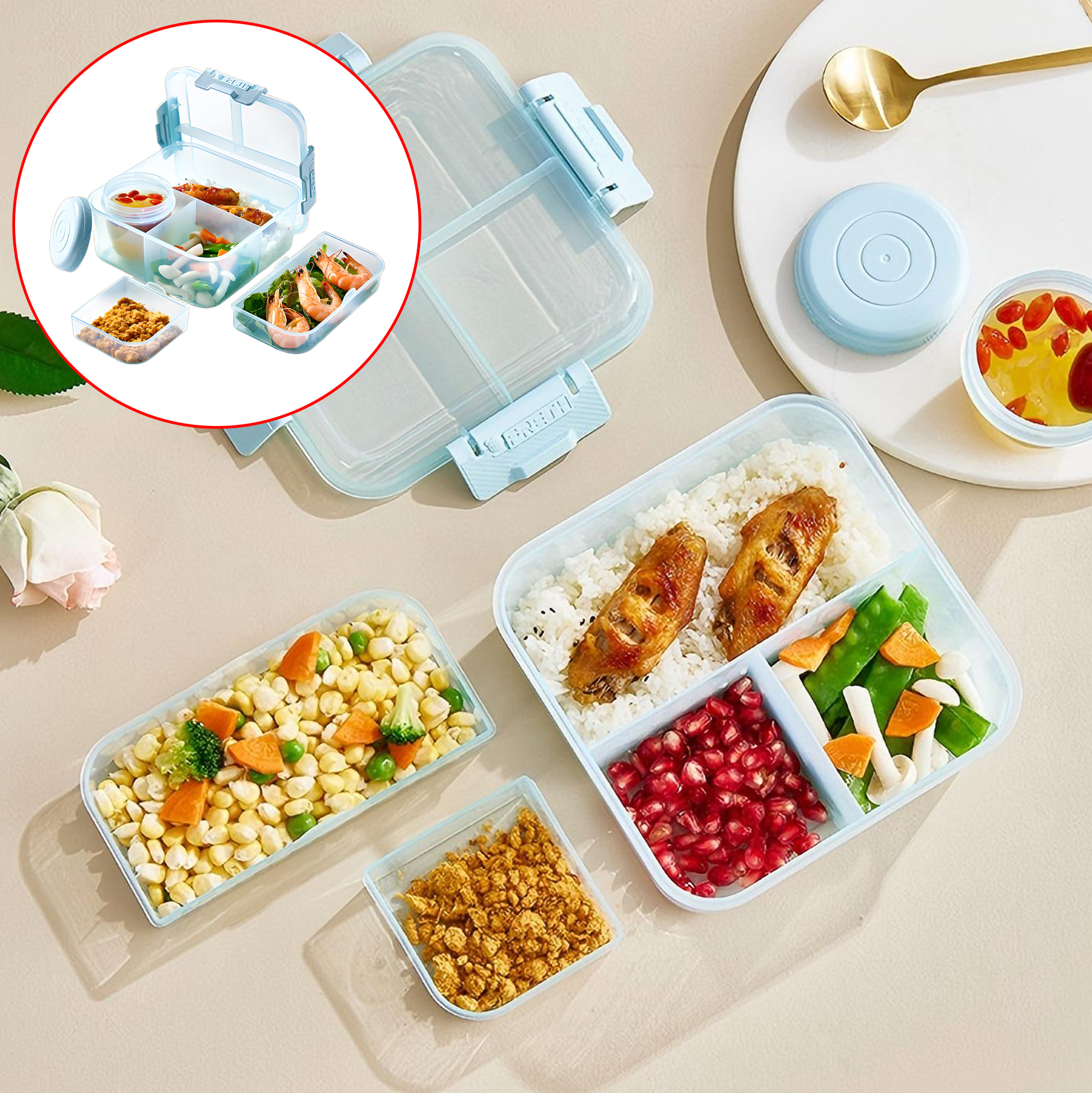 Multi - Compartment Plastic Lunch Box