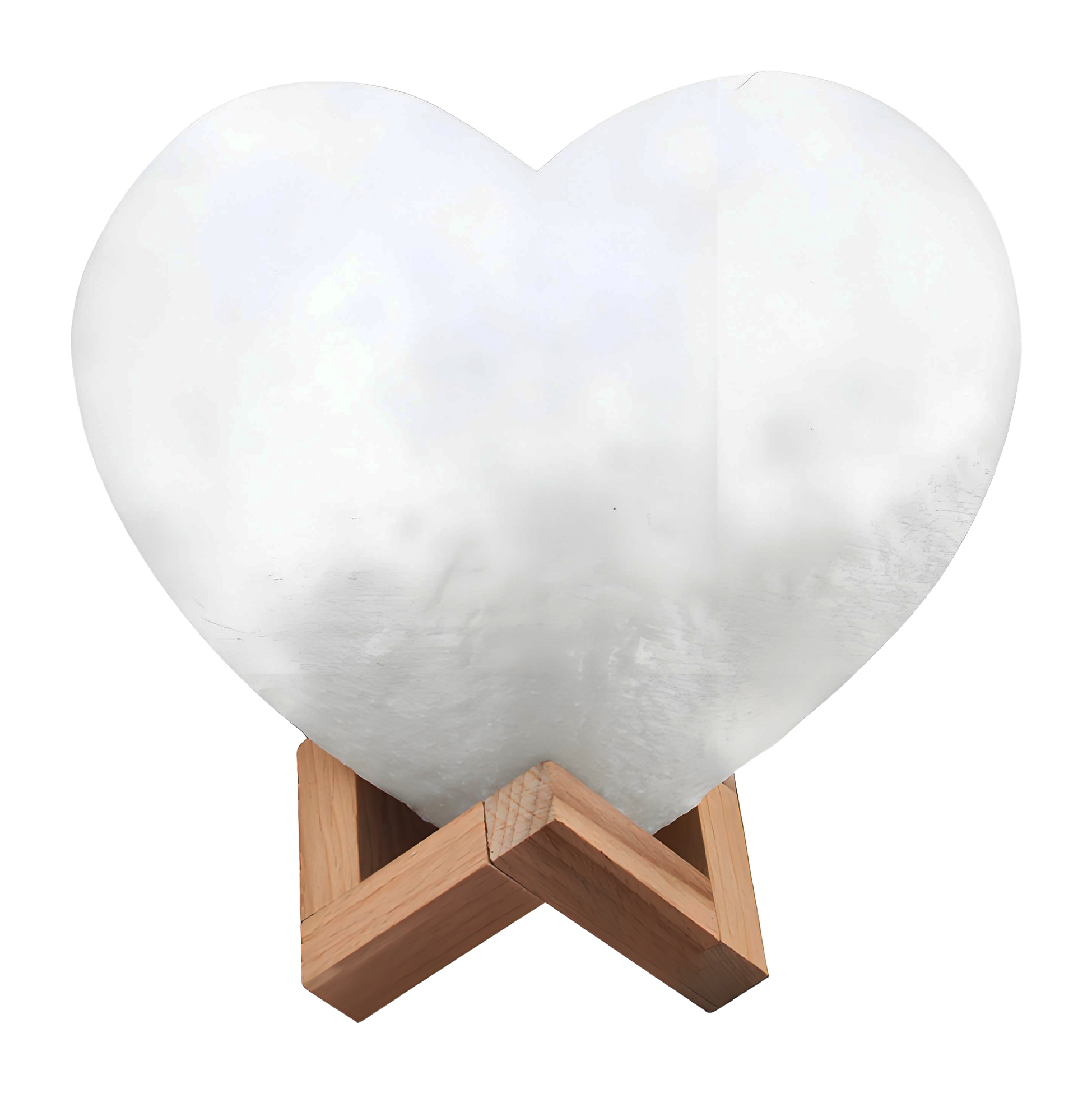 Heart Shaped 3D Moon Night Light with Wooden Stand