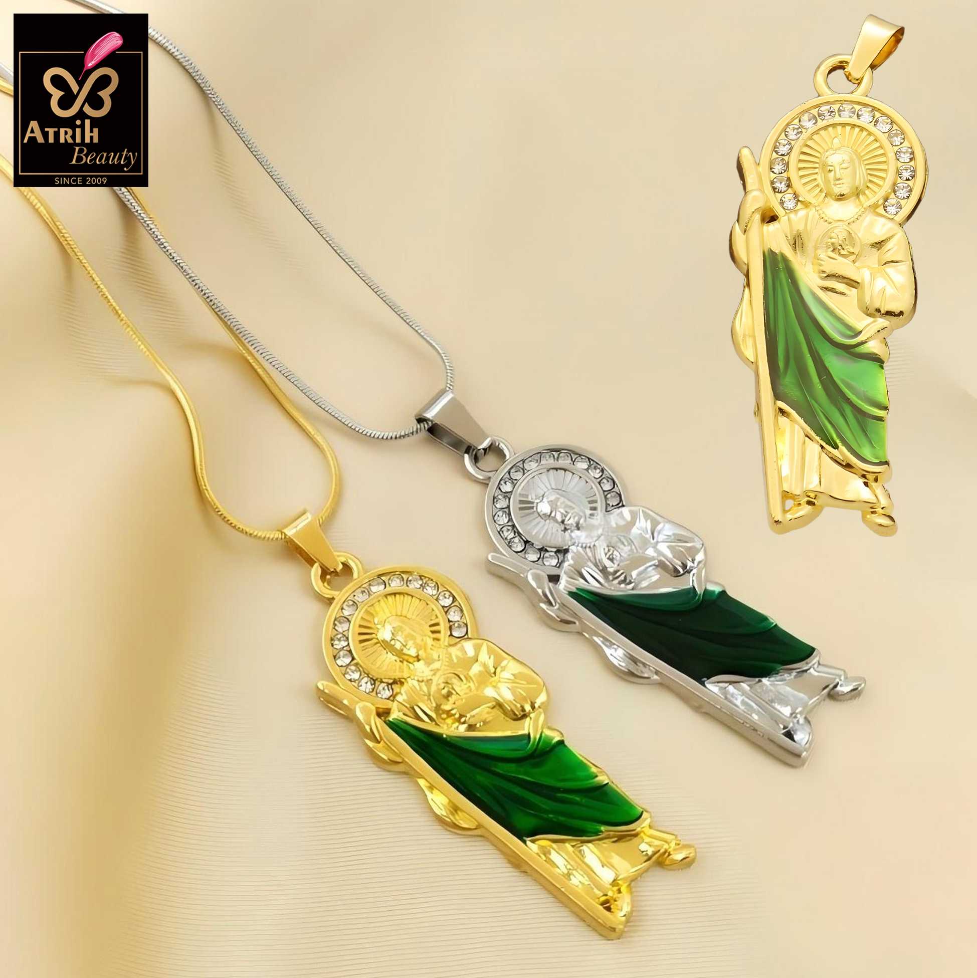 Gold Plated Classic Saint Jude Medal Necklace Chain