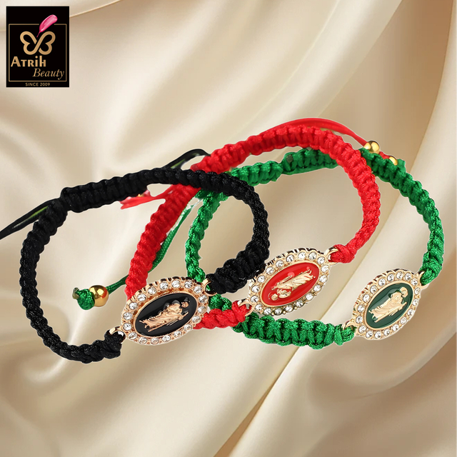 Adjustable Religious Charm Bracelet with Crystal Embellished Oval Medallion