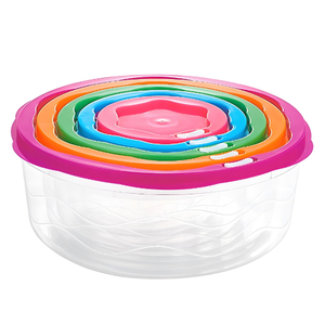 5 Piece Plastic Food Storage Bowl Set