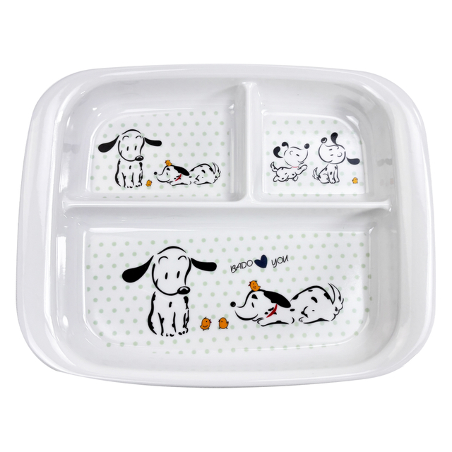 Kids' Melamine Divided Plate with Cute Cartoon Design