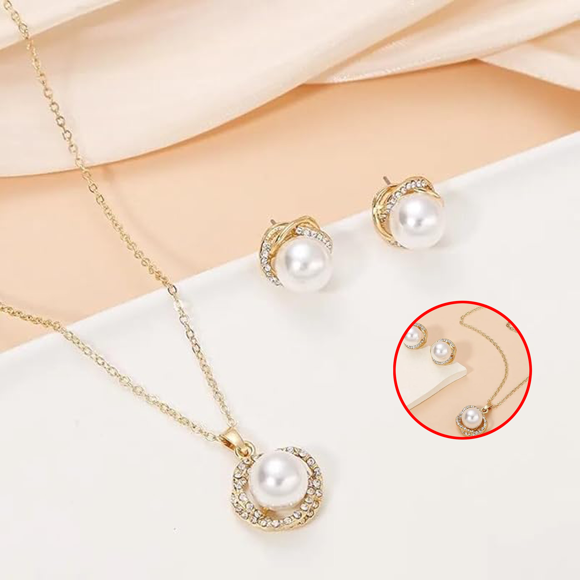 Zinc Alloy Jewelry Set with Golden Chain