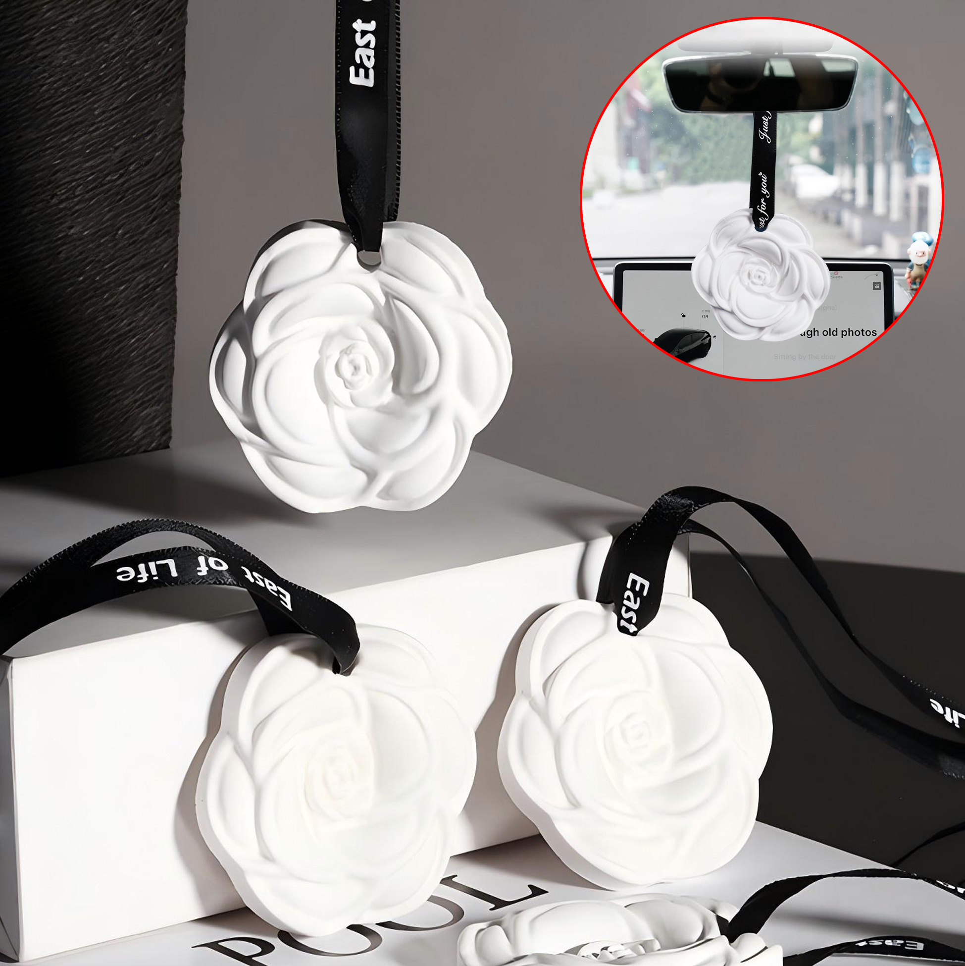 White Rose Shaped Gypsum Aromatherapy