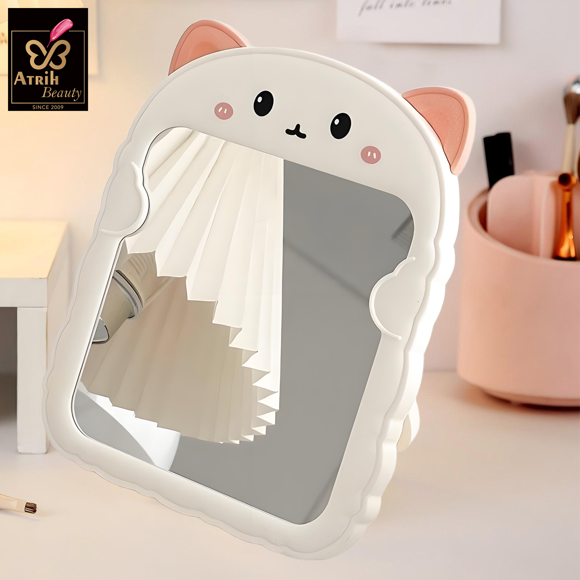 Cute Animal Shaped Pink Makeup Mirror
