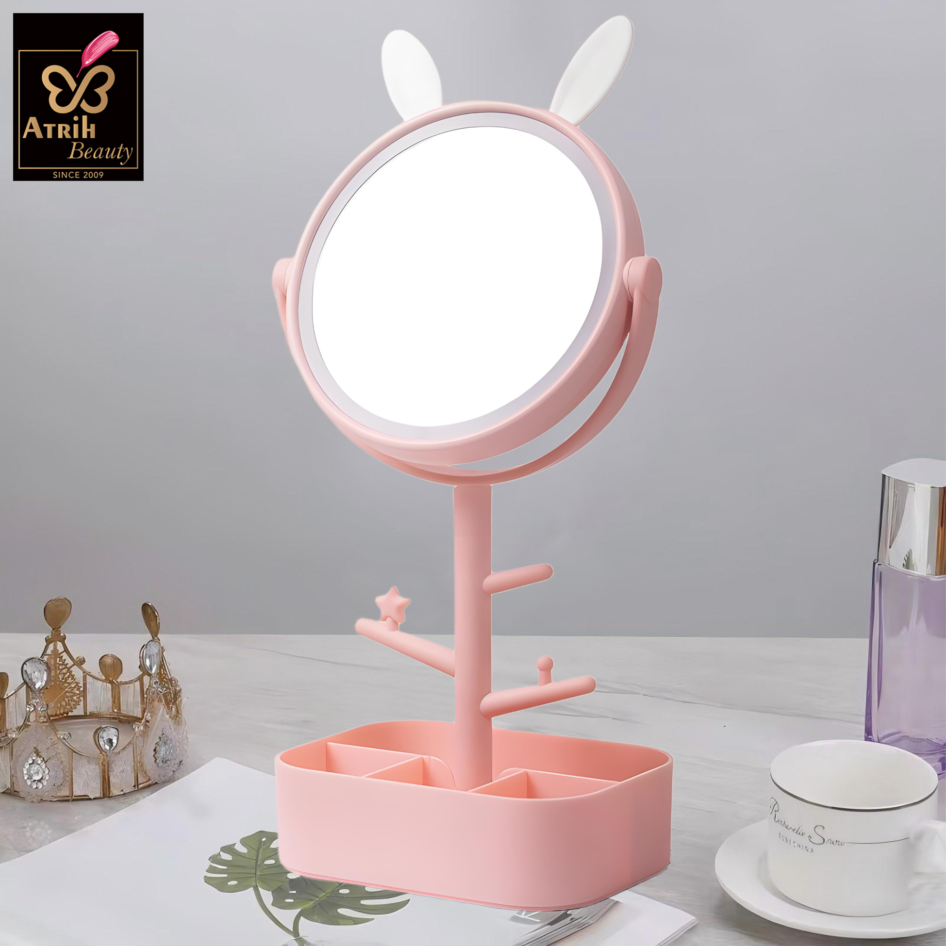 LED Makeup Mirror with Storage Tray
