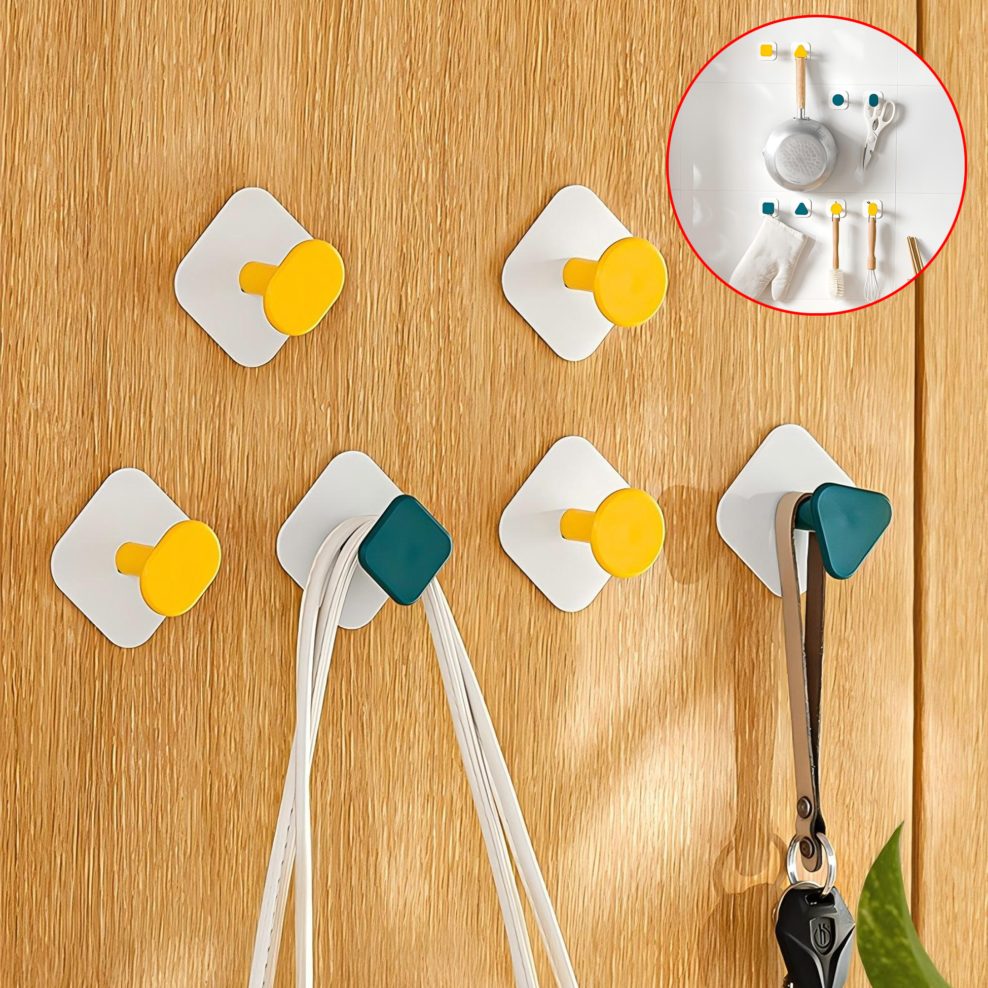 4 Piece Colorful Wall Hooks Set