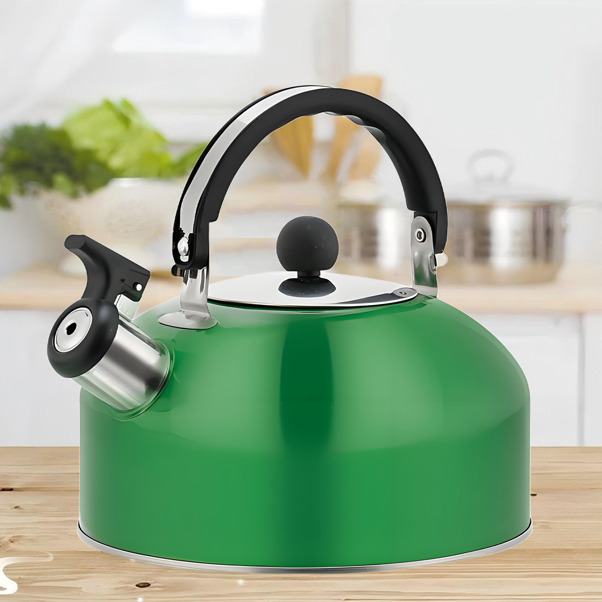 2L Green Stainless Steel Whistling Kettle