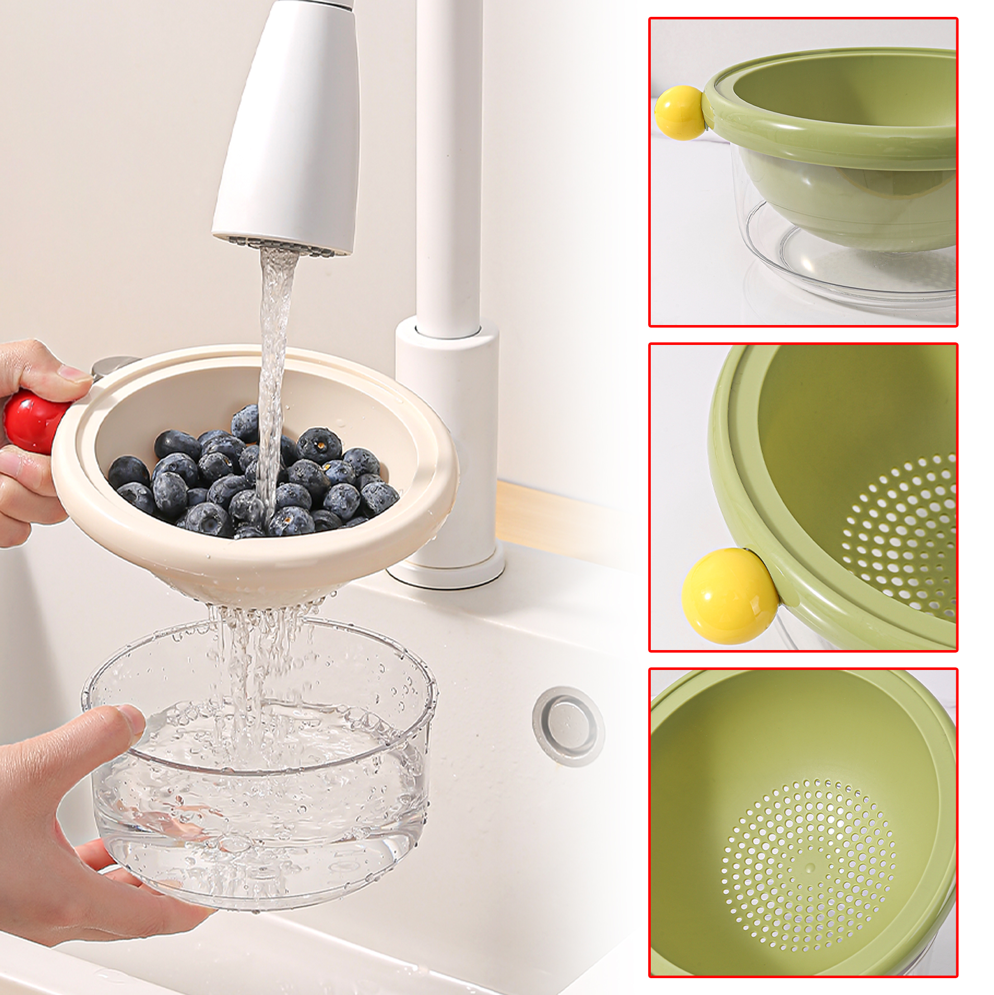 Double Layer Drain Basket for Kitchen Multifunctional And Space Saving