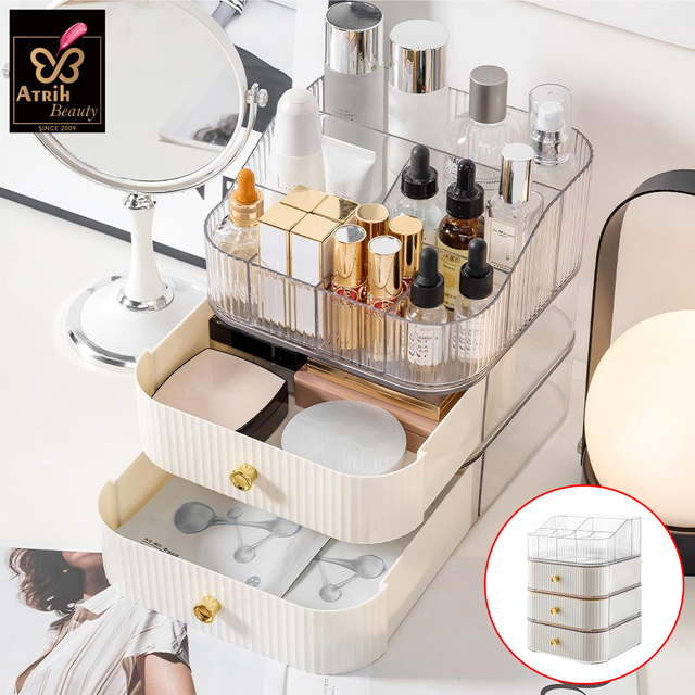 3 Drawer Transparent PET Cosmetic Organizer