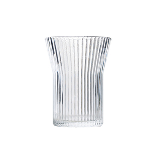 400ML Capacity Elegant Clear Striped Glass Water Cup