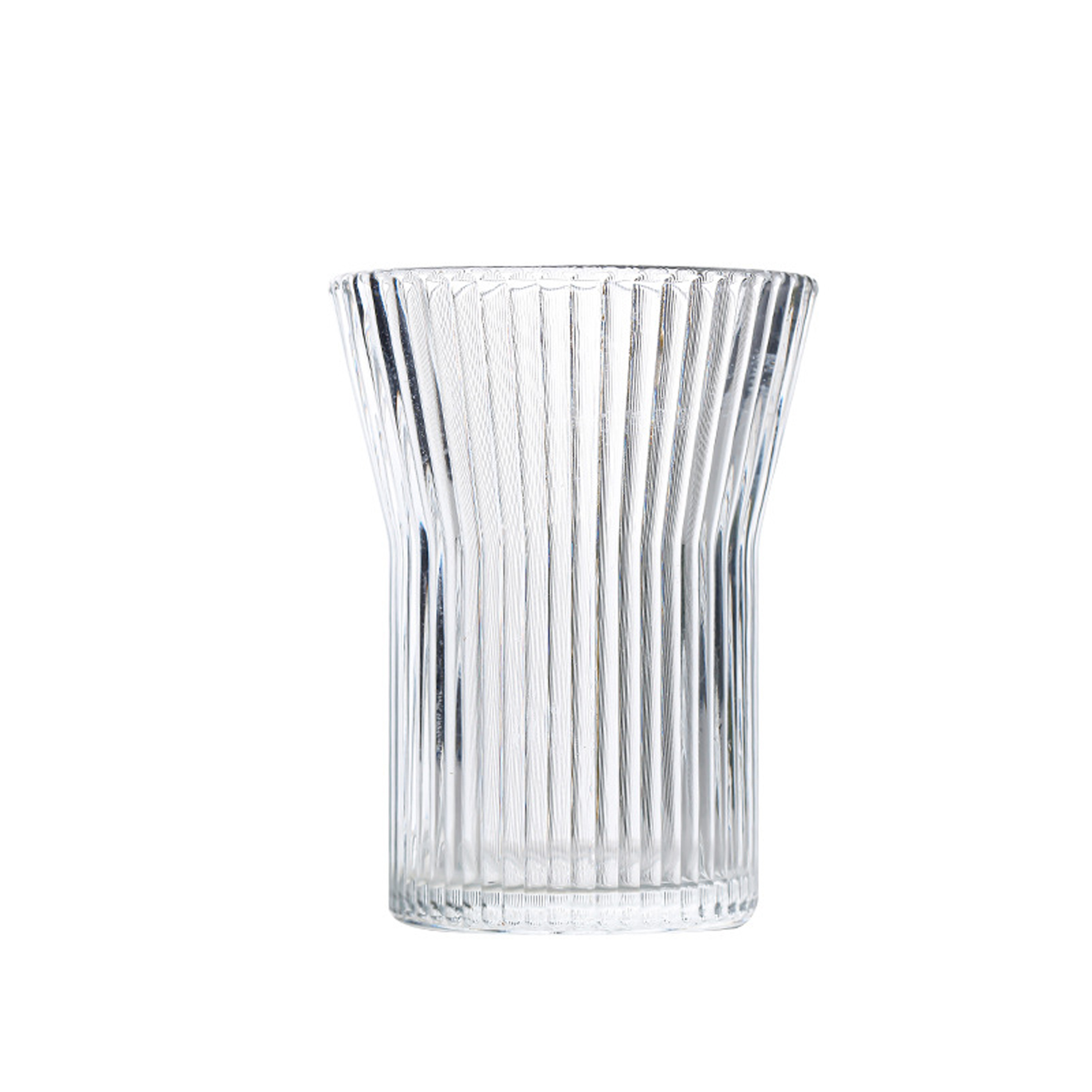 400ML Capacity Elegant Clear Striped Glass Water Cup
