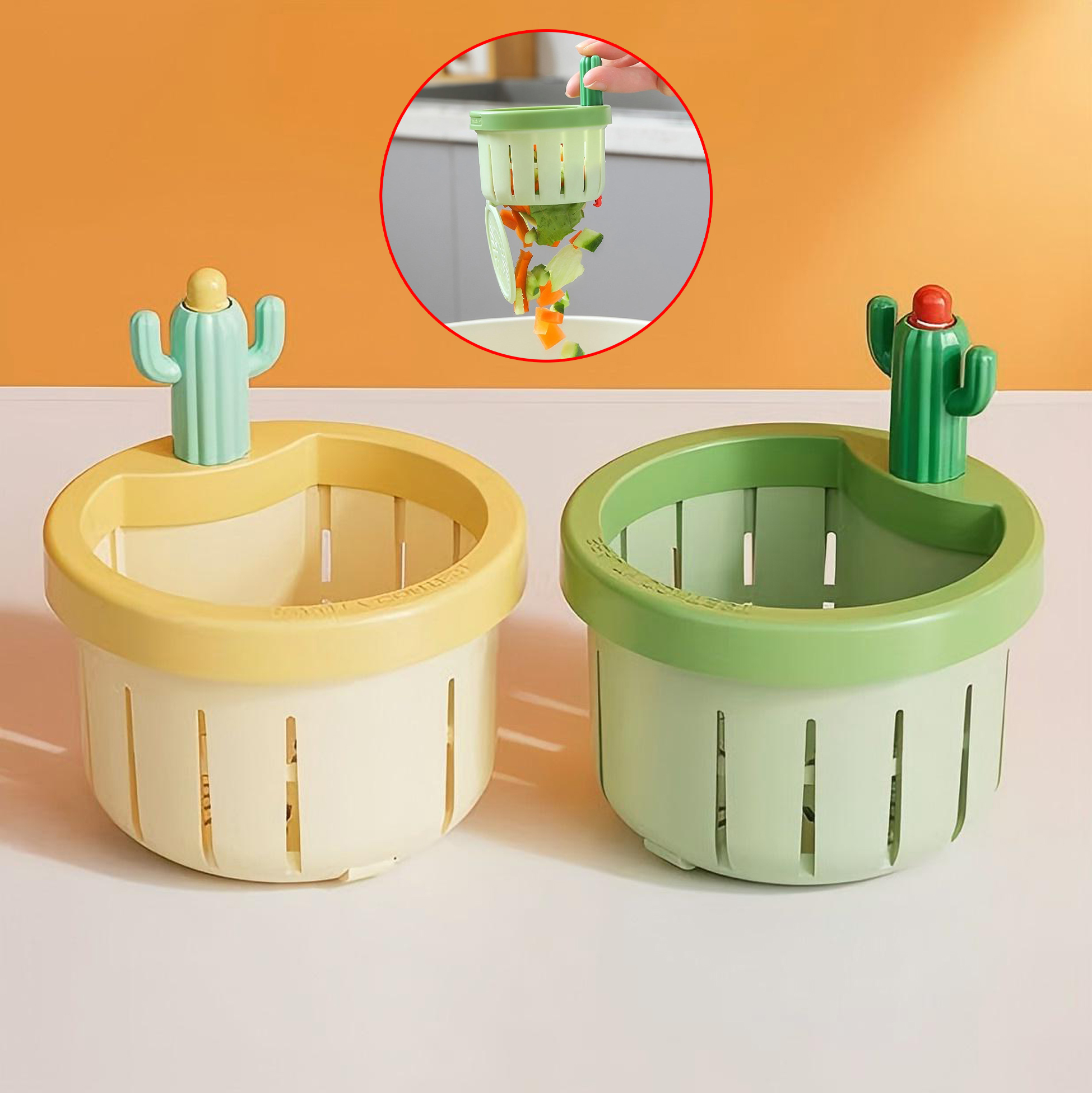 Cactus Decorated Sink Basket