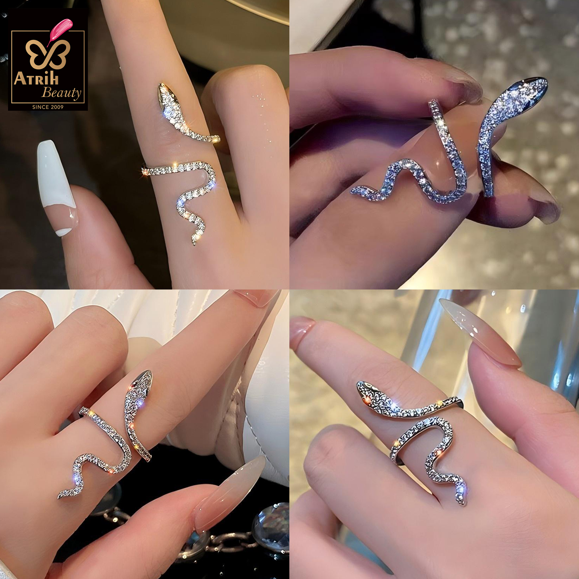 Sparkling Snake Shaped Open Ring