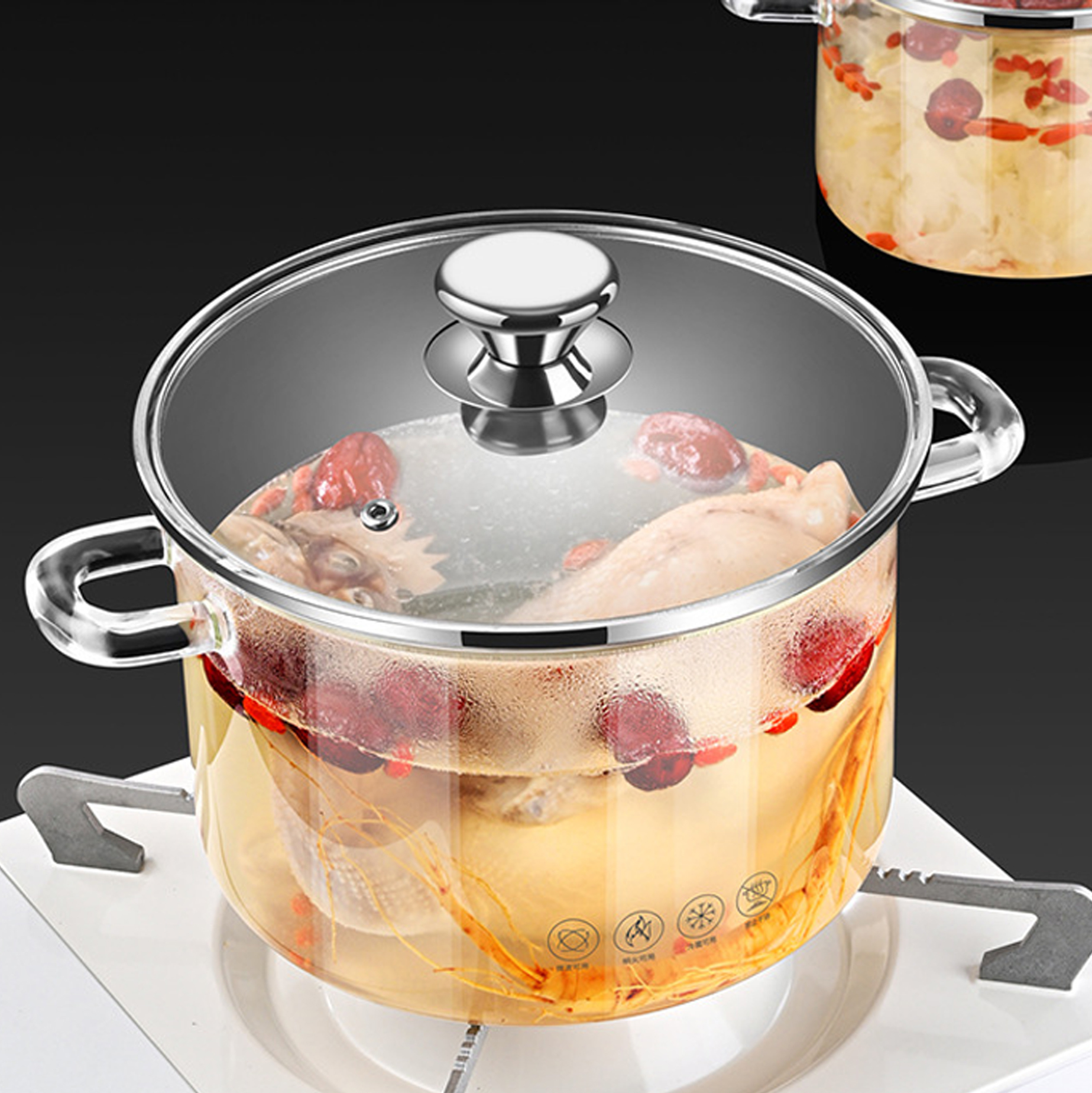 Clear Glass Cooking Pot with Lid