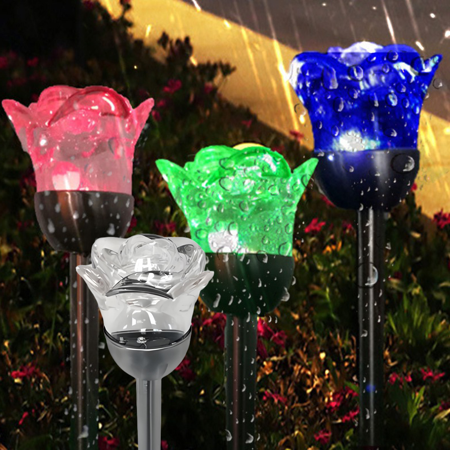 Solar Powered Crystal Rose Garden Light