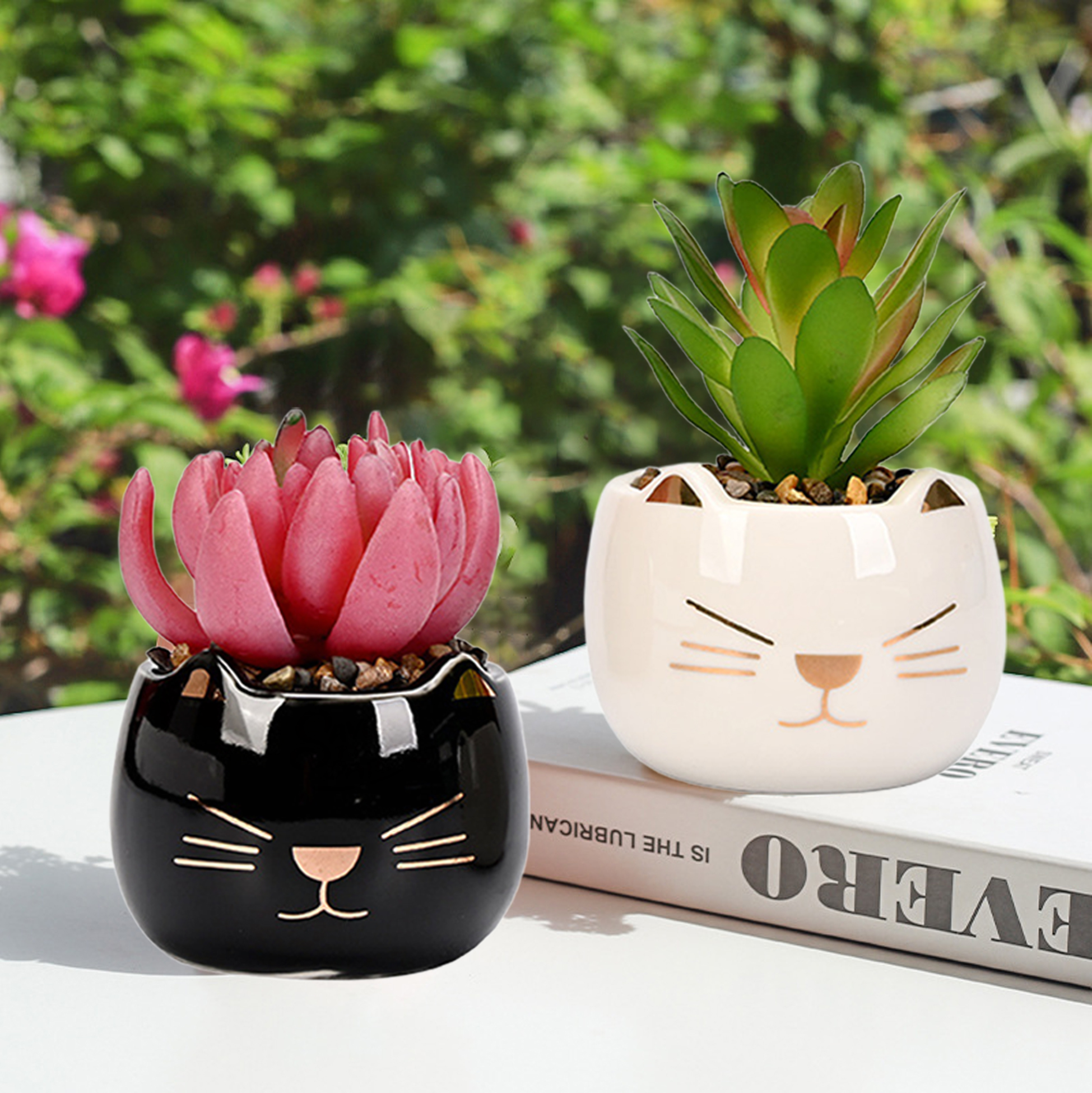 Set of 2 Cat-shaped Succulent Pot