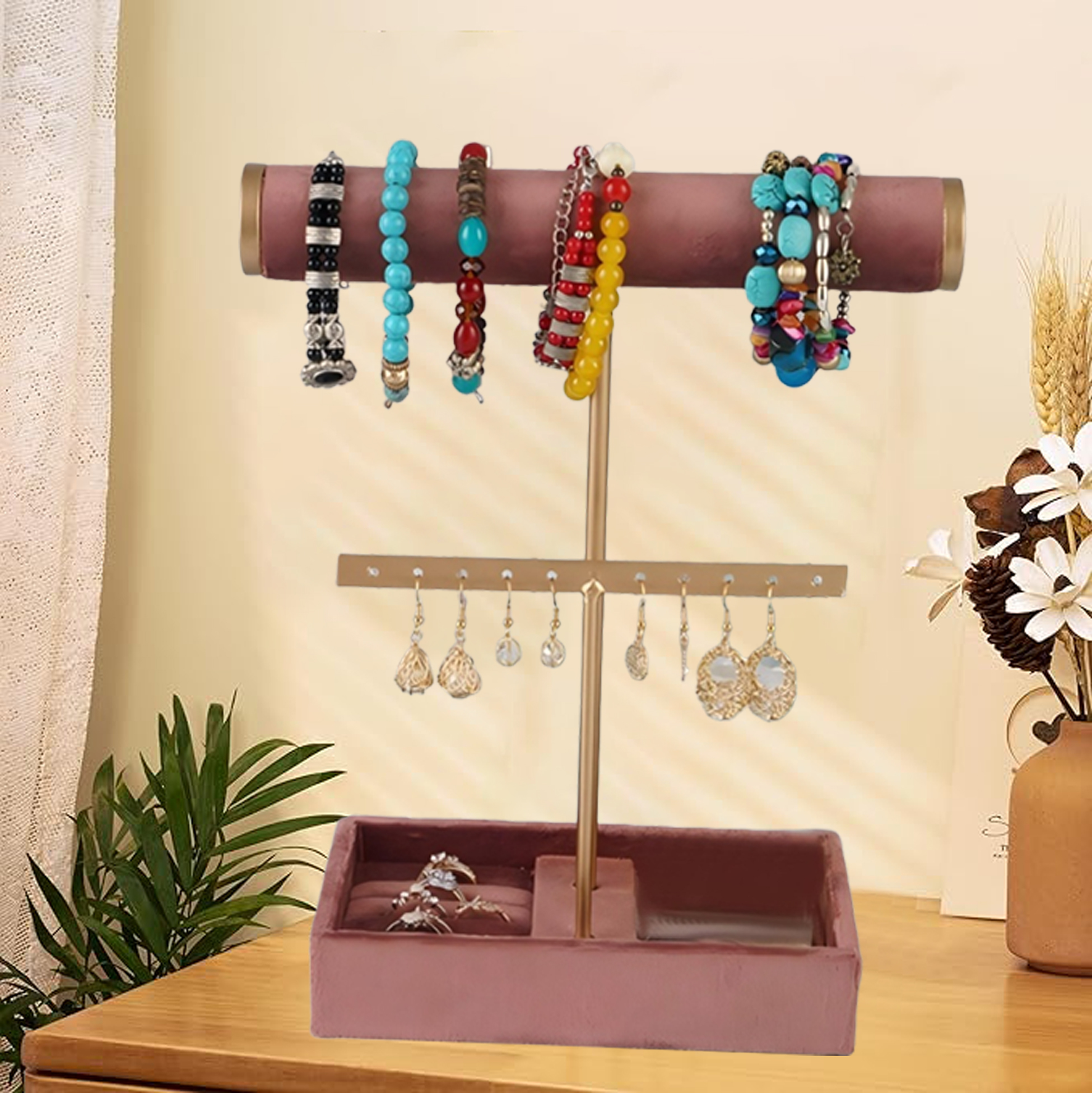 Bracelets & Jewelry Display Rack With Lint Tray