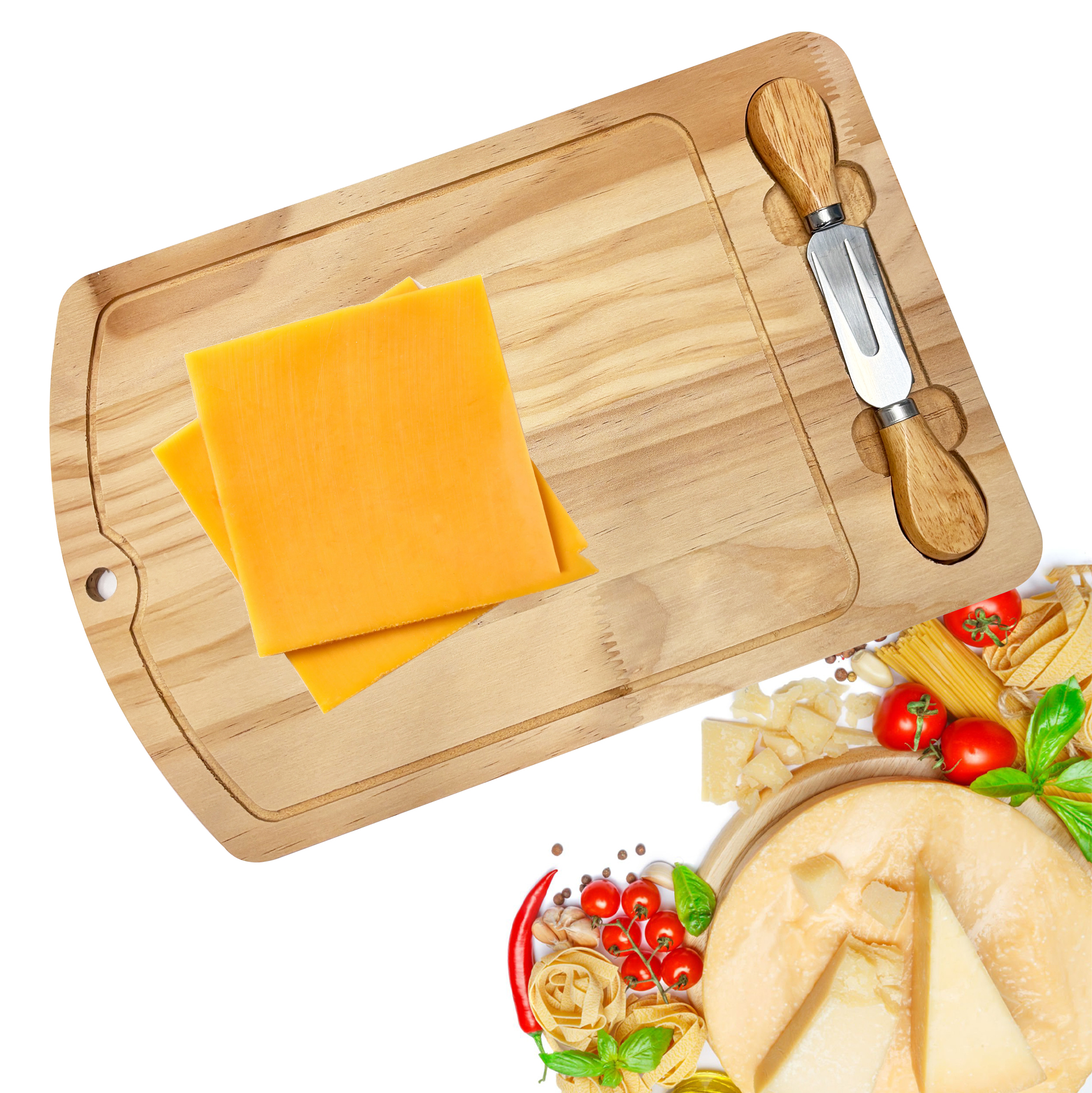 Wooden Cheese Board with Integrated Tool