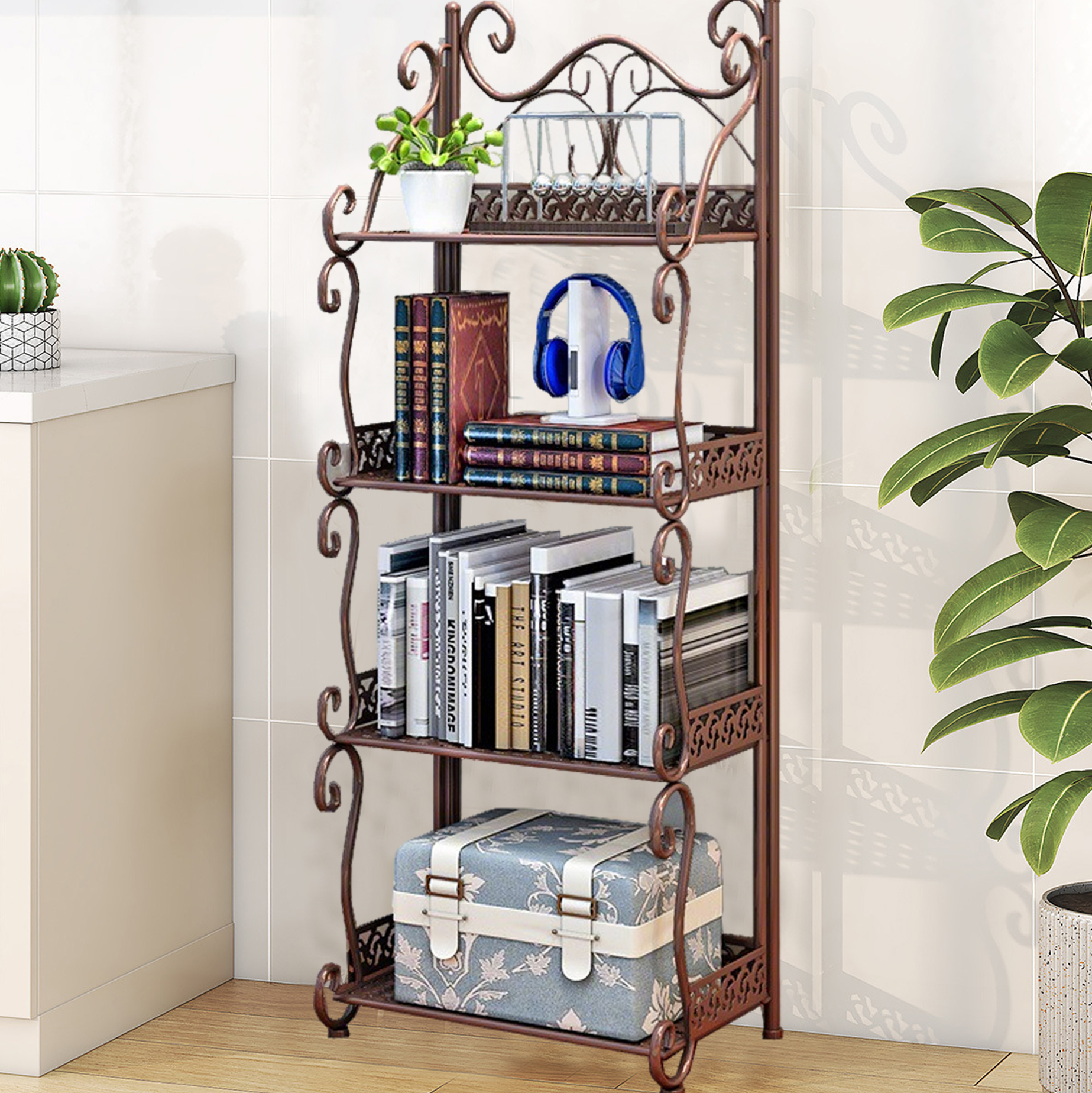White Metal 4-Tier Storage Shelf
