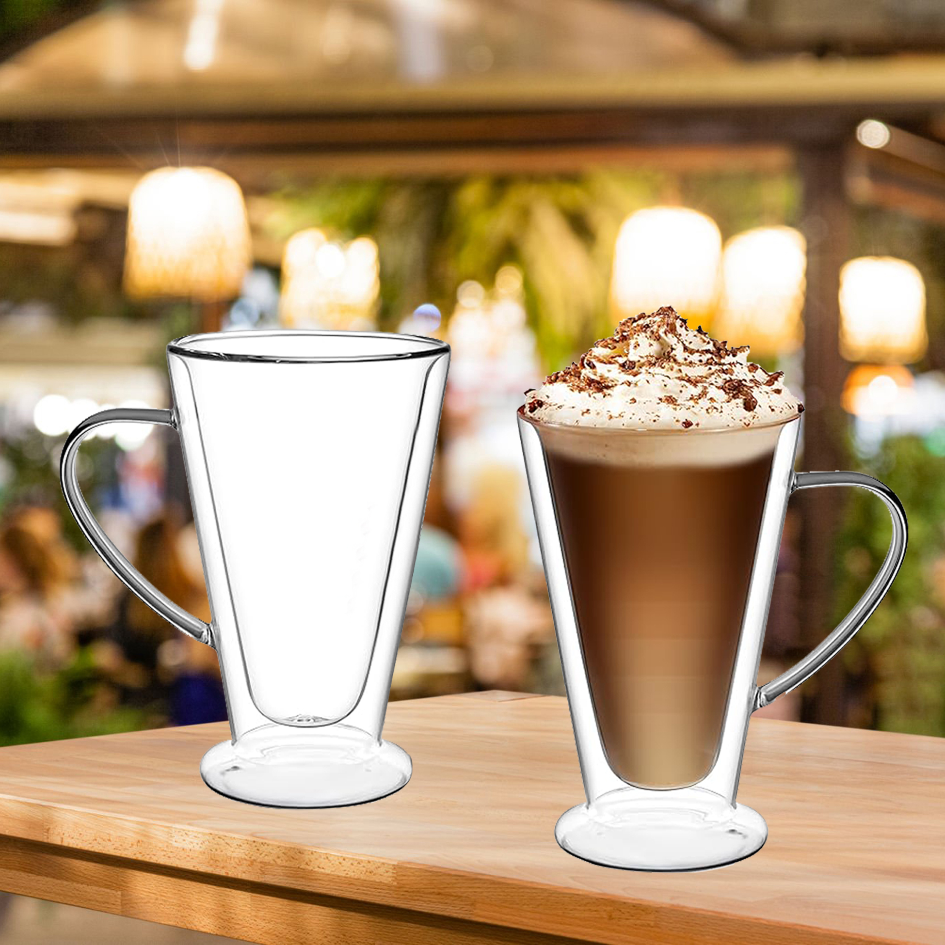 400ml Clear Double Wall Glass with Handle