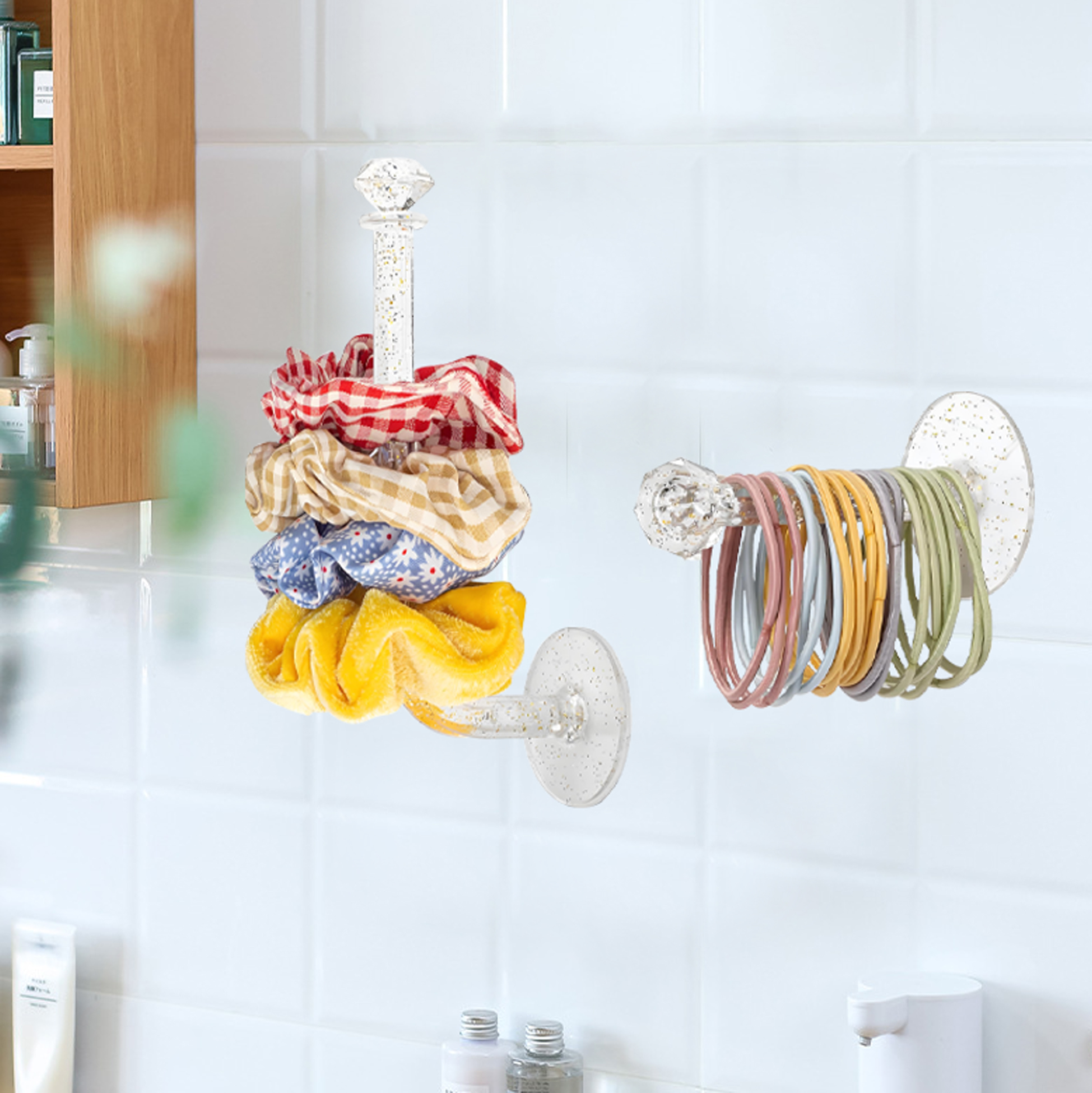 Glitter Clear Acrylic Hair Accessory Organizer Set