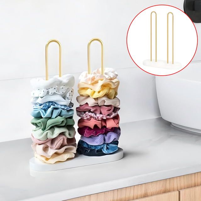 Gold Metal Scrunchie Organizer Rack for Hair Ties