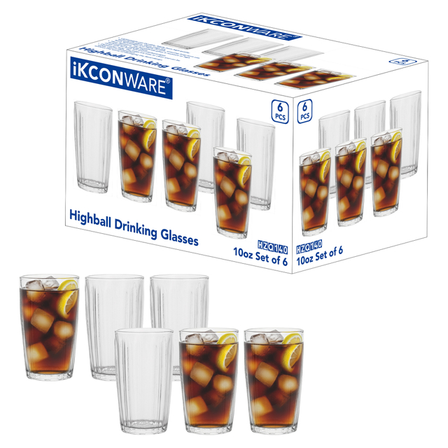 6-Piece Ribbed Highball Glass Set