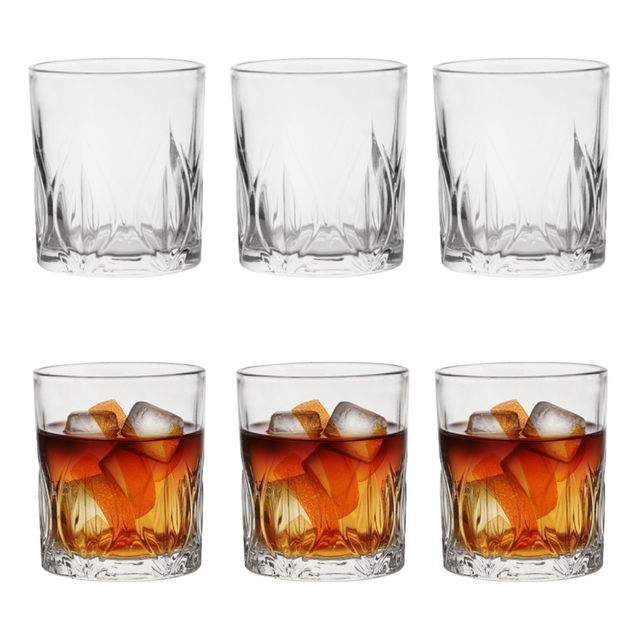 6-Piece Crystal-Cut Whiskey Glass Set