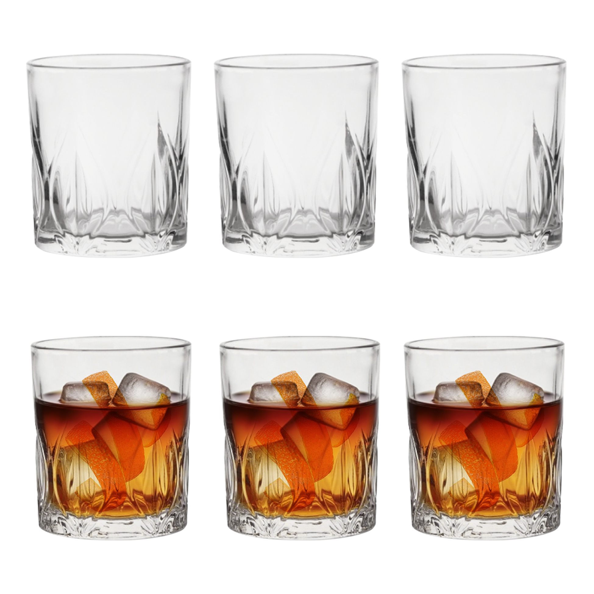 6-Piece Crystal-Cut Whiskey Glass Set