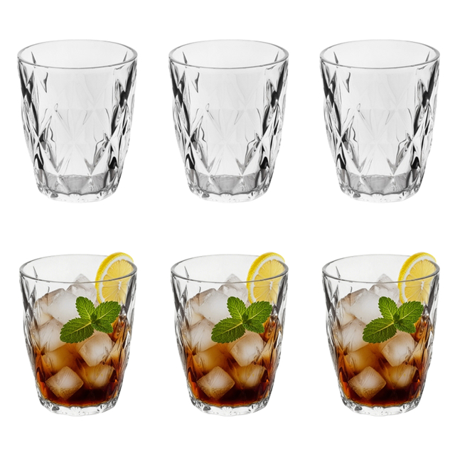 6-Piece Diamond-Cut Glass Tumbler Set
