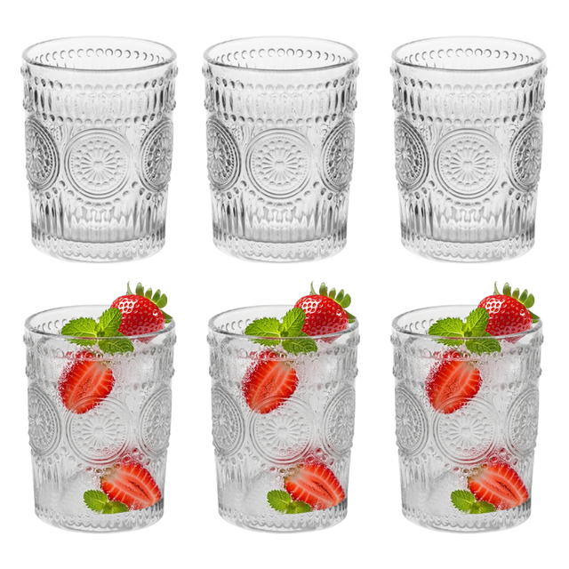 6-Piece Embossed Vintage Glass Tumbler Set