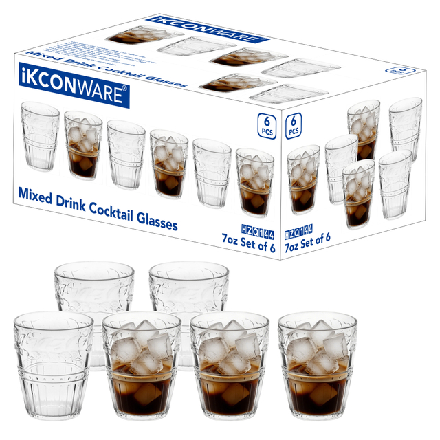 6-Piece Etched Pattern Glass Tumbler Set