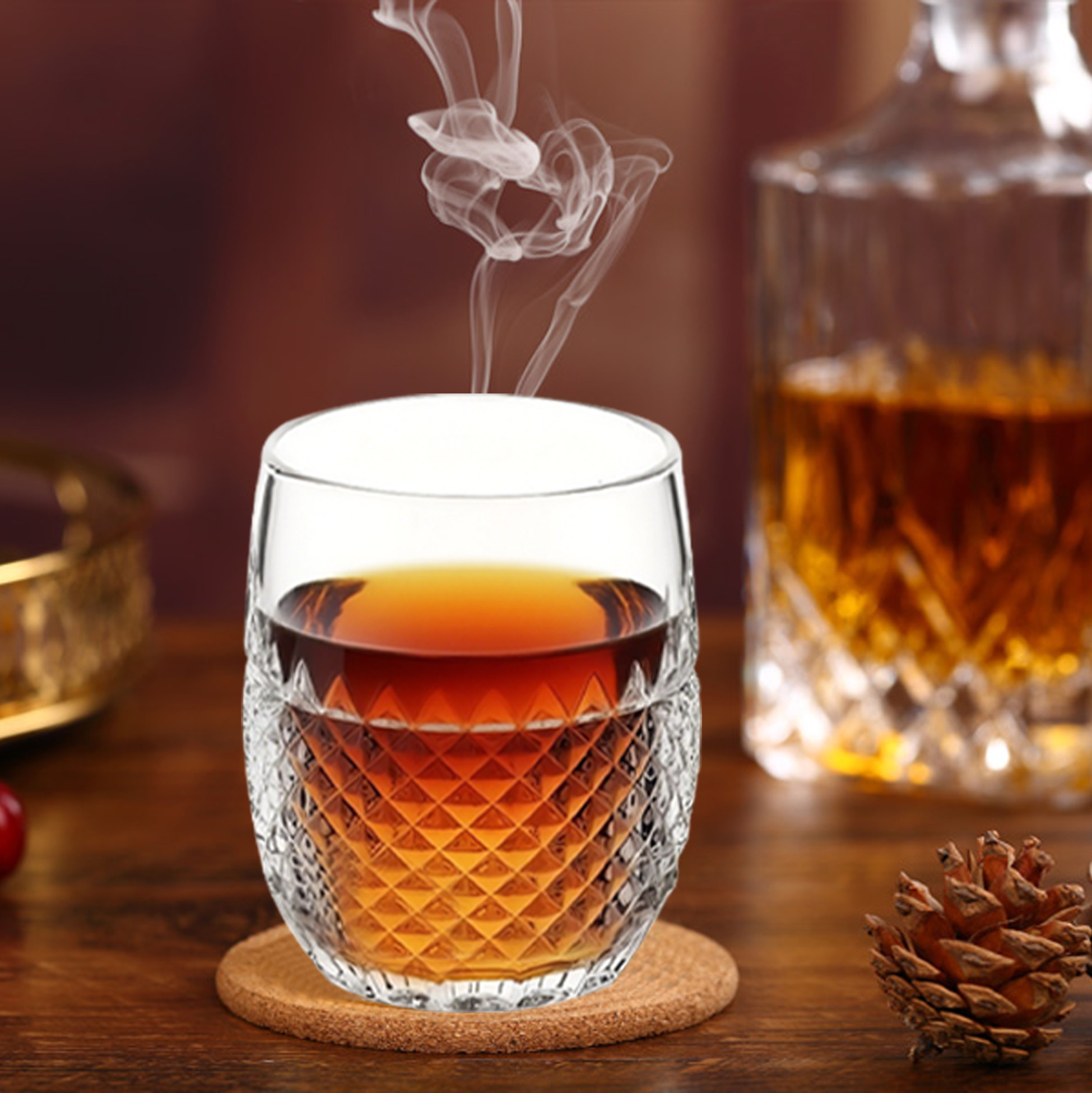 6-Piece Diamond-Textured Whiskey Glass Set