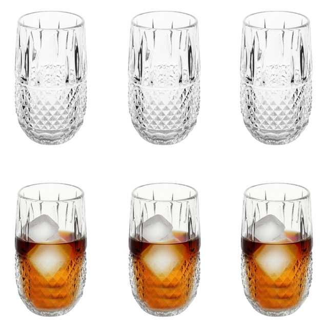 6-Piece Diamond-Patterned Whiskey Glass Set