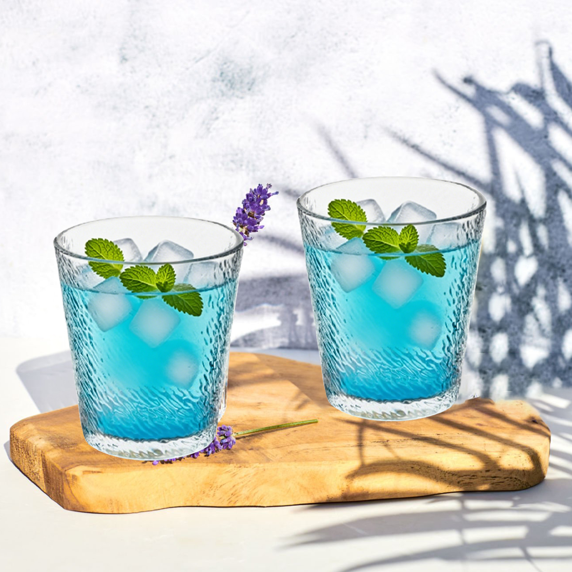 6-Piece Hammered Textured Glass Tumbler Set